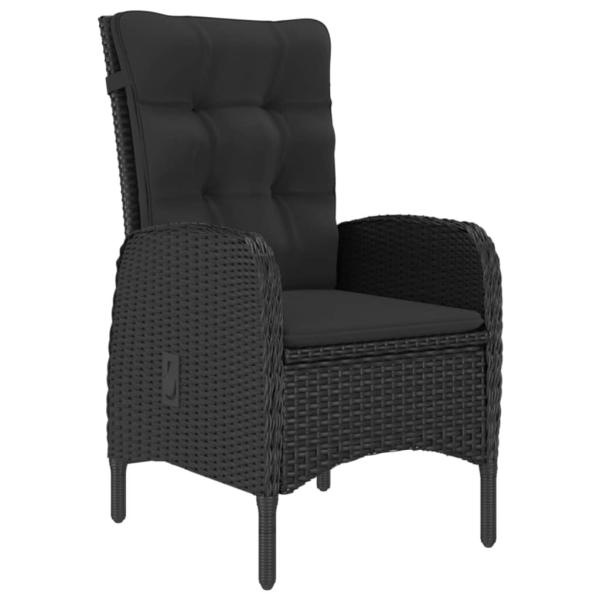 5-tlg. Garten-Essgruppe Poly Rattan und Akazienholz Schwarz