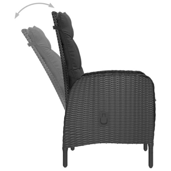 5-tlg. Garten-Essgruppe Poly Rattan und Akazienholz Schwarz