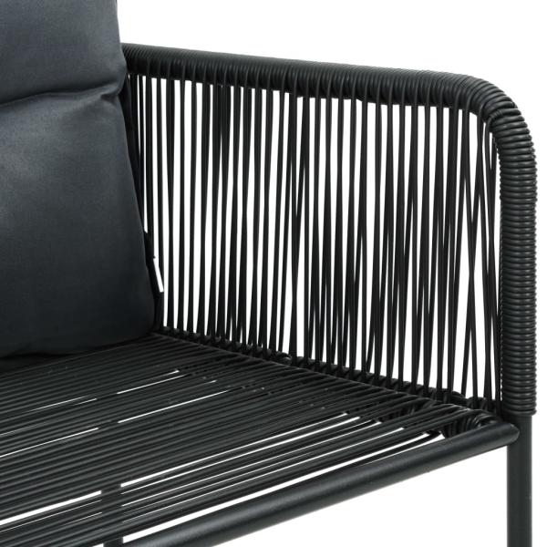3-tlg. Garten-Essgruppe PVC Rattan Schwarz und Braun