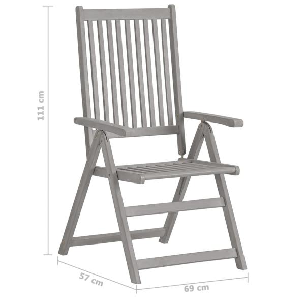 5-tlg. Garten-Essgruppe Massivholz Akazie Grau