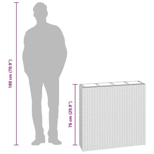 Garten-Hochbeet mit 4 Töpfen 2 Stk. Poly Rattan Braun
