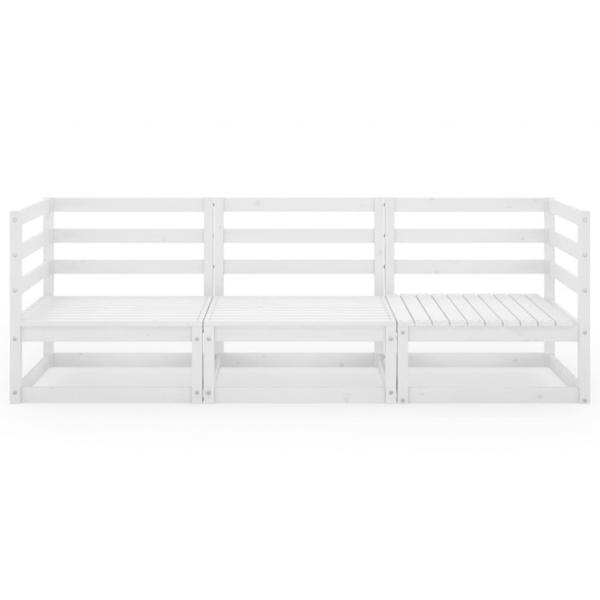 Outdoor-Sofa 3-Sitzer Weiß Massivholz Kiefer