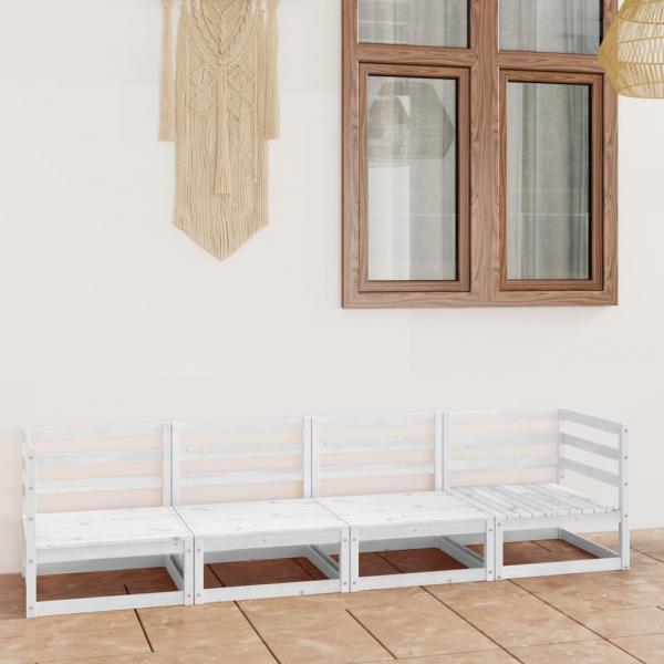 ARDEBO.de - Outdoor-Sofa 4-Sitzer Weiß Massivholz Kiefer