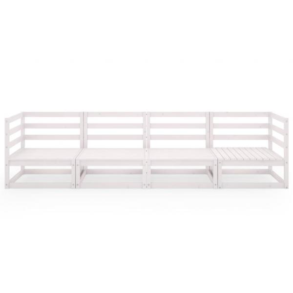 Outdoor-Sofa 4-Sitzer Weiß Massivholz Kiefer