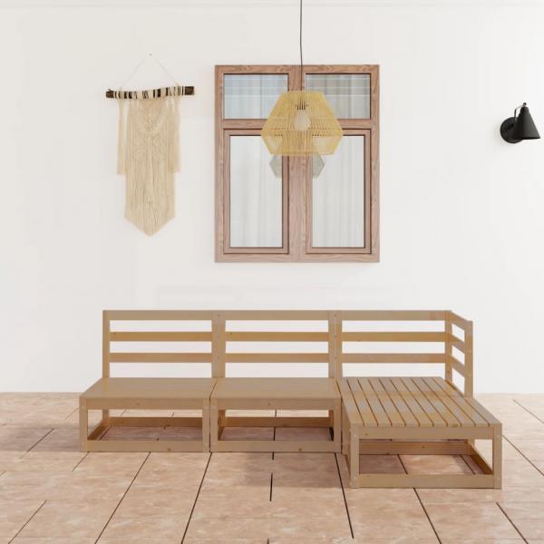 ARDEBO.de - 4-tlg. Garten-Lounge-Set Honigbraun Massivholz Kiefer