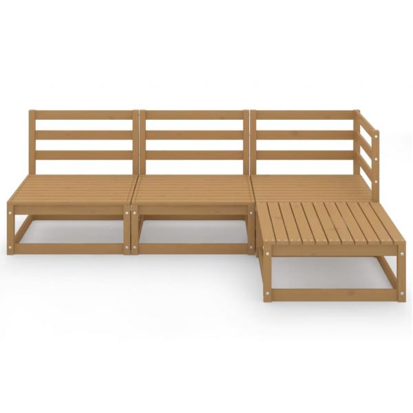4-tlg. Garten-Lounge-Set Honigbraun Massivholz Kiefer