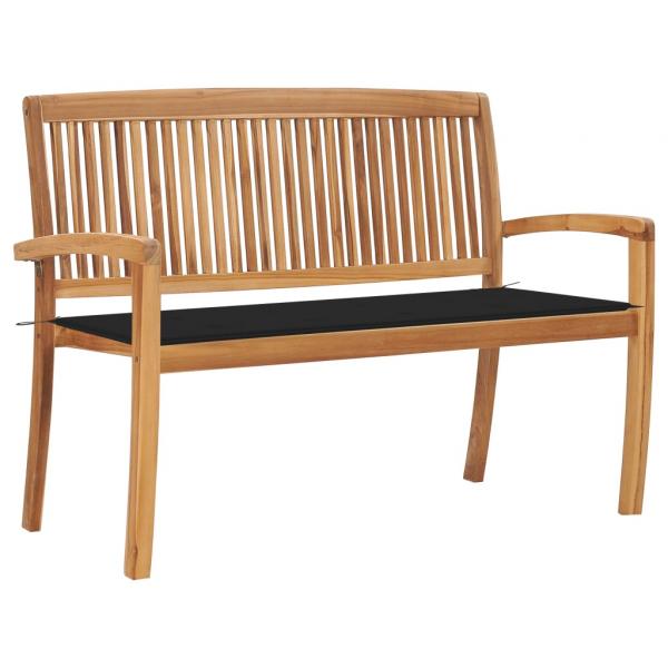 ARDEBO.de - Stapelbare Gartenbank mit Auflage 128,5 cm Massivholz Teak