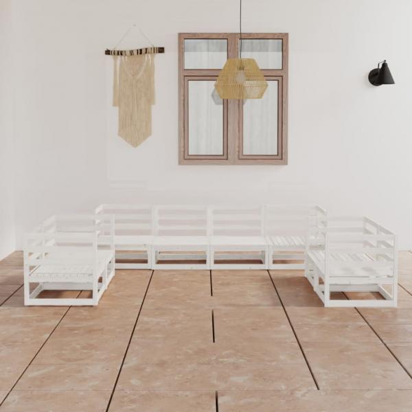 ARDEBO.de - 8-tlg. Garten-Lounge-Set Weiß Massivholz Kiefer