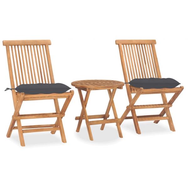 ARDEBO.de - 3-tlg. Garten-Essgruppe mit Kissen Klappbar Massivholz Teak