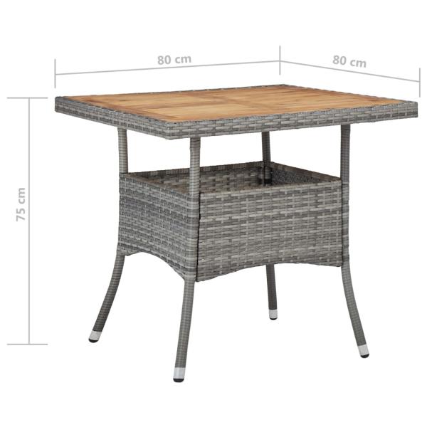 3-tlg. Garten-Essgruppe Poly Rattan und Akazienholz Grau