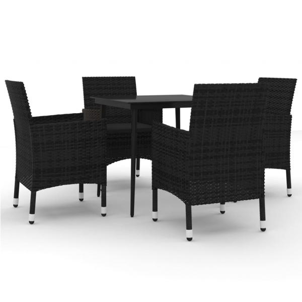 5-tlg. Garten-Essgruppe mit Auflagen Poly Rattan und Glas