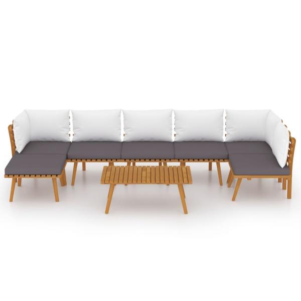 8-tlg. Garten-Lounge-Set mit Kissen Massivholz Akazie