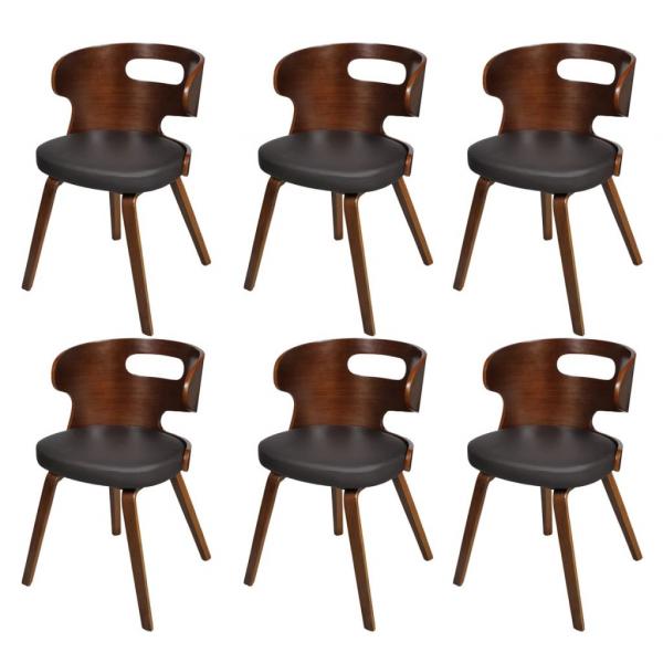 ARDEBO.de - Esszimmerstühle 6 Stk. Braun Kunstleder 