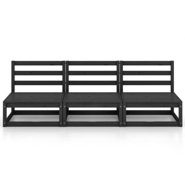 Outdoor-Sofa 3-Sitzer Schwarz Massivholz Kiefer