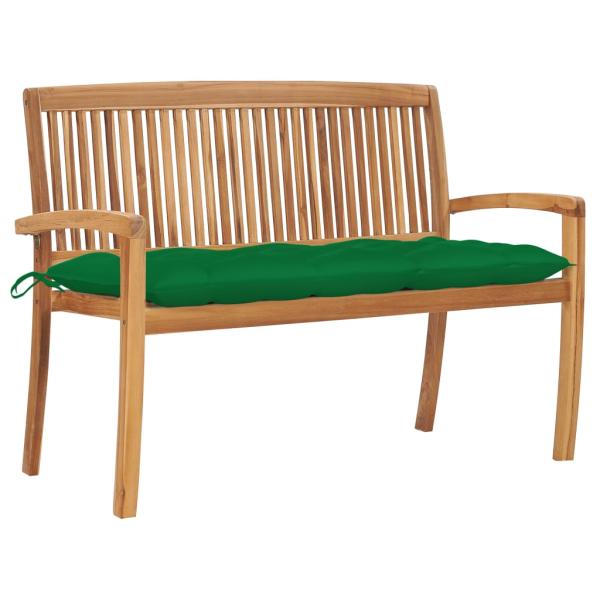 ARDEBO.de - Stapelbare Gartenbank mit Auflage 128,5 cm Massivholz Teak