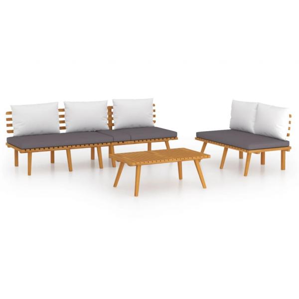 3-tlg. Garten-Lounge-Set mit Kissen Massivholz Akazie