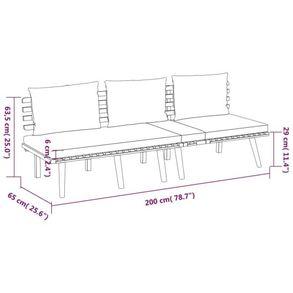 3-tlg. Garten-Lounge-Set mit Kissen Massivholz Akazie
