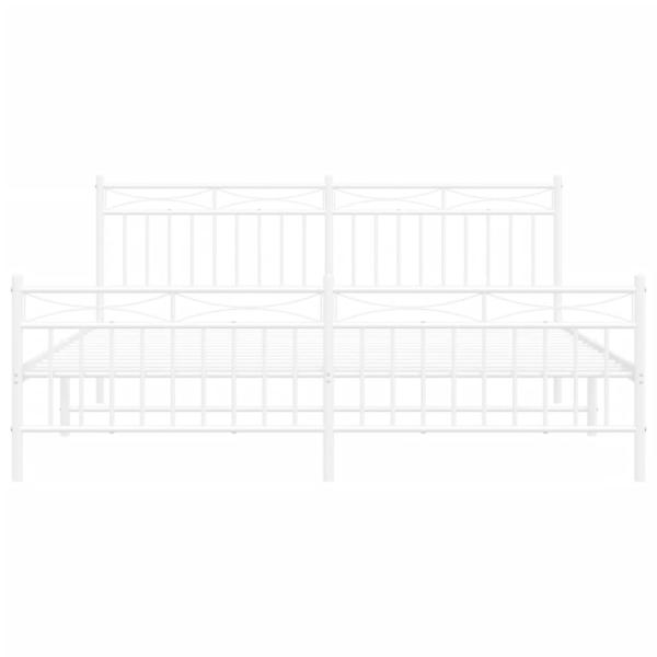 ARDEBO.de - Bettgestell mit Kopf- und Fußteil Metall Weiß 180x200 cm