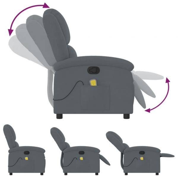 Massagesessel Dunkelgrau Samt