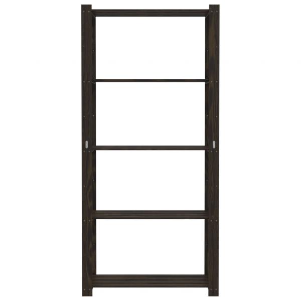 Lagerregal mit 5 Böden Schwarz 80x38x170 cm Massivholz Kiefer