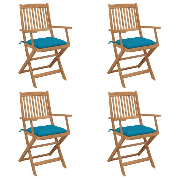 ARDEBO.de - Klappbare Gartenstühle 4 Stk. mit Kissen Massivholz Akazie