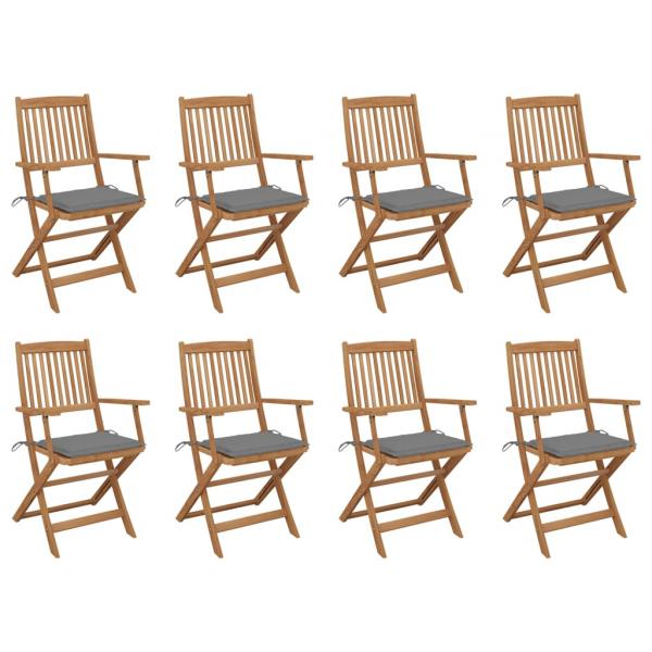 ARDEBO.de - Klappbare Gartenstühle mit Kissen 8 Stk. Massivholz Akazie