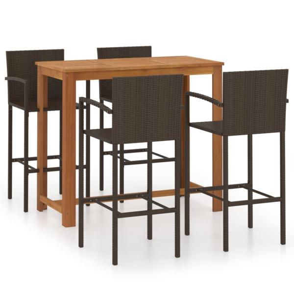 5-tlg. Gartenbar-Set Braun