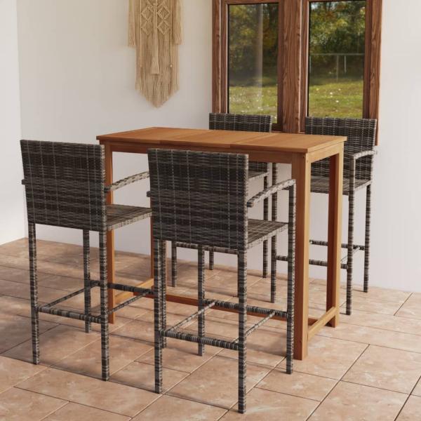 ARDEBO.de - 5-tlg. Gartenbar-Set Grau