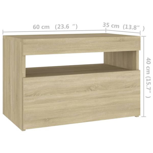 Nachttisch LED-Leuchten Sonoma-Eiche 60x35x40cm Holzwerkstoff
