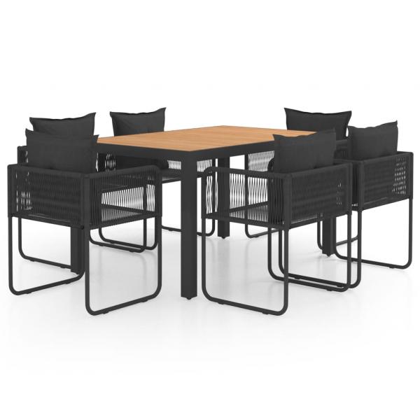 7-tlg. Garten-Essgruppe PVC Rattan Schwarz und Braun