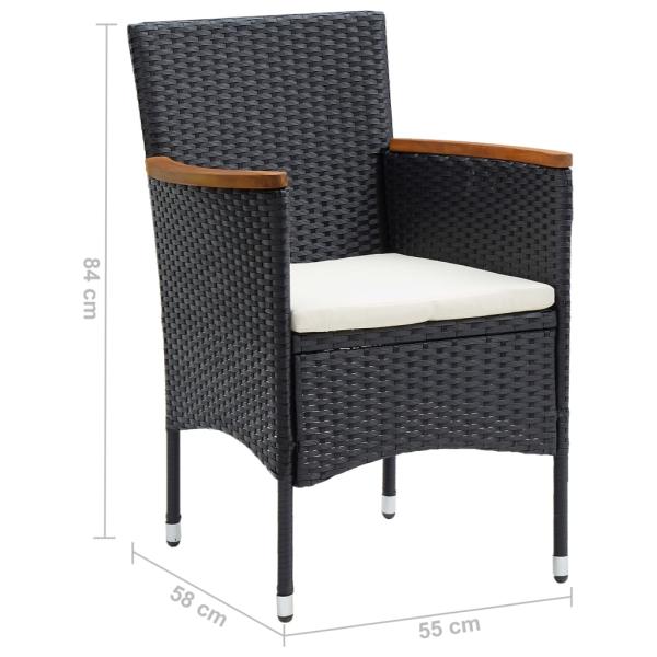 7-tlg. Garten-Essgruppe Poly Rattan Schwarz