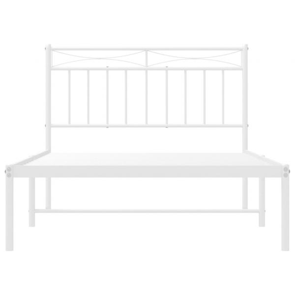 Bettgestell mit Kopfteil Metall Weiß 100x200 cm