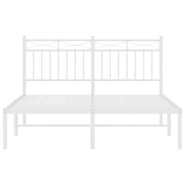 Bettgestell mit Kopfteil Metall Weiß 140x190 cm