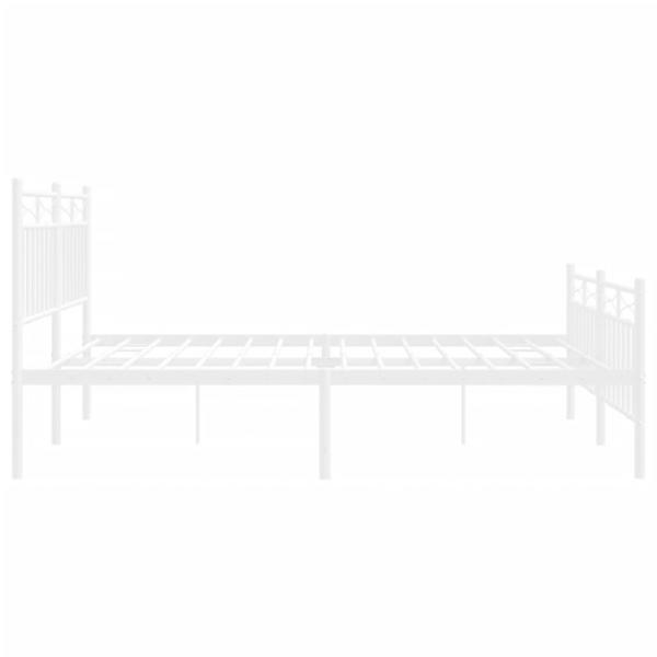 Bettgestell mit Kopf- und Fußteil Metall Weiß 160x200 cm