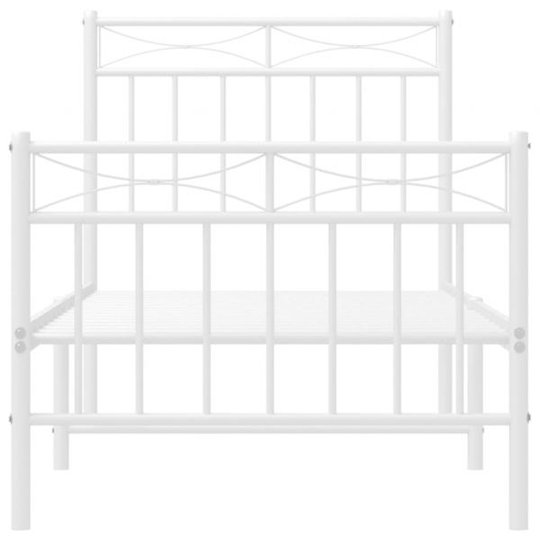 Bettgestell mit Kopf- und Fußteil Metall Weiß 80x200 cm