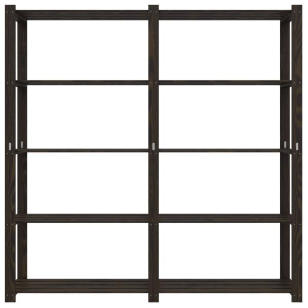 Lagerregal mit 5 Böden Schwarz 170x38x170 cm Massivholz Kiefer