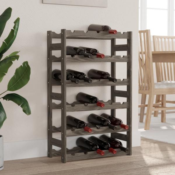 ARDEBO.de - Weinregal für 30 Flaschen Grau Massivholz Kiefer