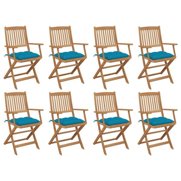 ARDEBO.de - Klappbare Gartenstühle mit Kissen 8 Stk. Massivholz Akazie