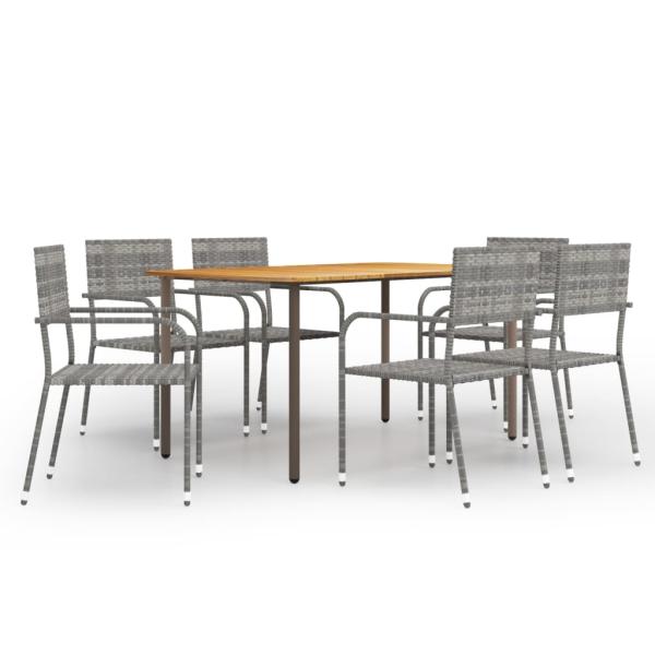 ARDEBO.de - 7-tlg. Garten-Essgruppe Poly Rattan Anthrazit