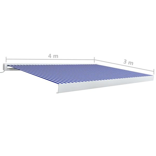Kassettenmarkise mit Motor 400x300 cm Blau und Weiß