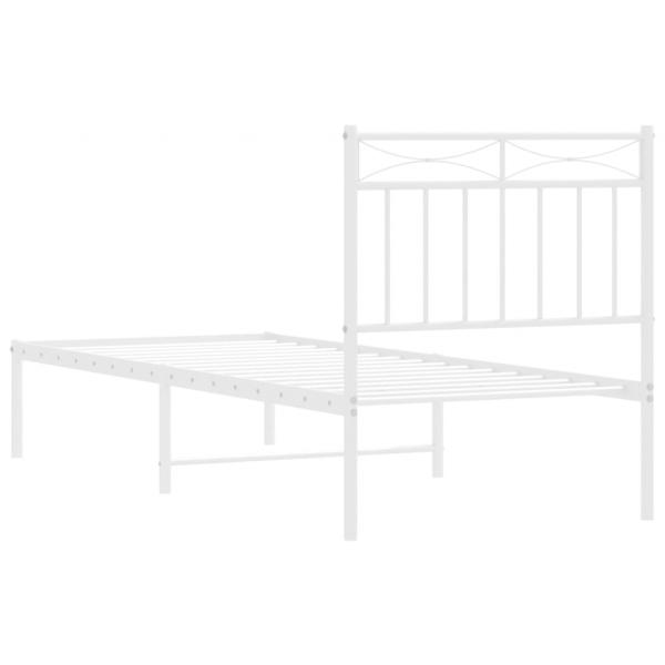 Bettgestell mit Kopfteil Metall Weiß 75x190 cm