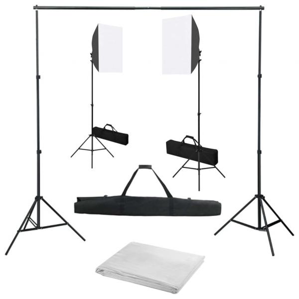 ARDEBO.de - Fotostudio-Set mit Softboxen und Hintergrundsystem