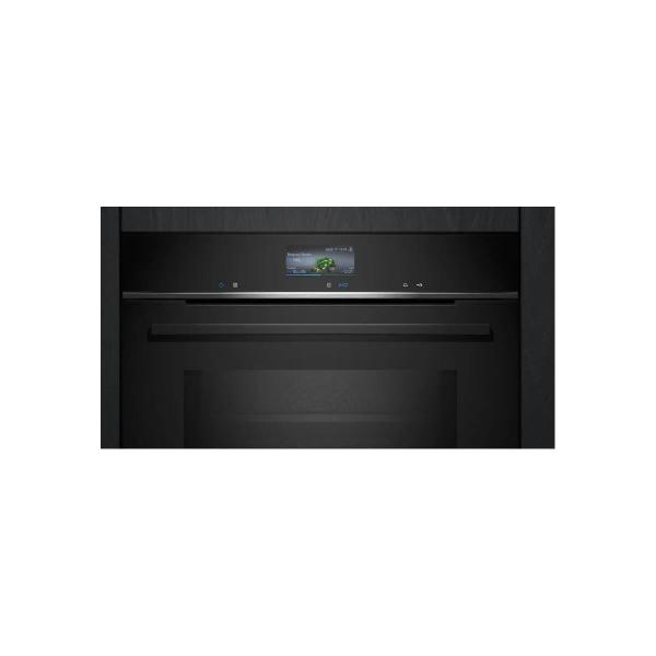 Siemens CM776GKB1 iQ700 Einbaukompaktbackofen mit Mikrowellenfunktion, 900 W, 59,4 cm breit, 45 L, 4D Heißluft, Grill, Kindersicherung, Home Connect, coolStart, schwarz