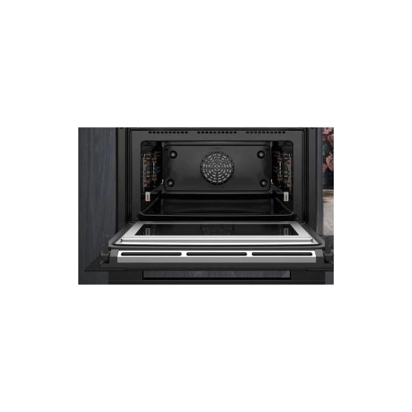 Siemens CM776GKB1 iQ700 Einbaukompaktbackofen mit Mikrowellenfunktion, 900 W, 59,4 cm breit, 45 L, 4D Heißluft, Grill, Kindersicherung, Home Connect, coolStart, schwarz