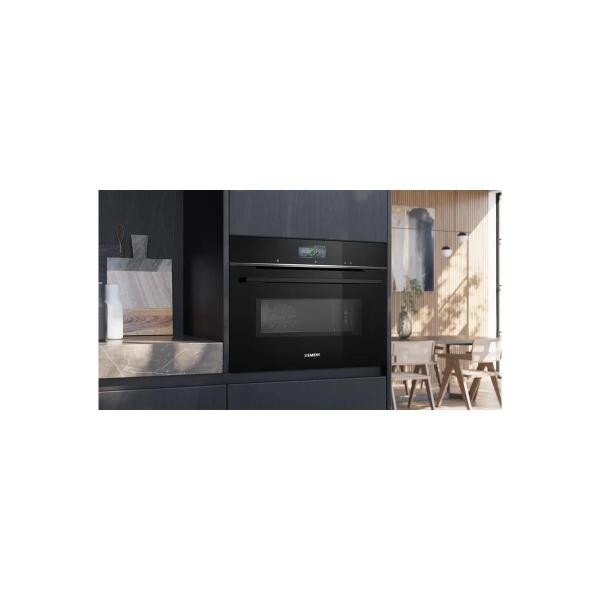 Siemens CM776GKB1 iQ700 Einbaukompaktbackofen mit Mikrowellenfunktion, 900 W, 59,4 cm breit, 45 L, 4D Heißluft, Grill, Kindersicherung, Home Connect, coolStart, schwarz