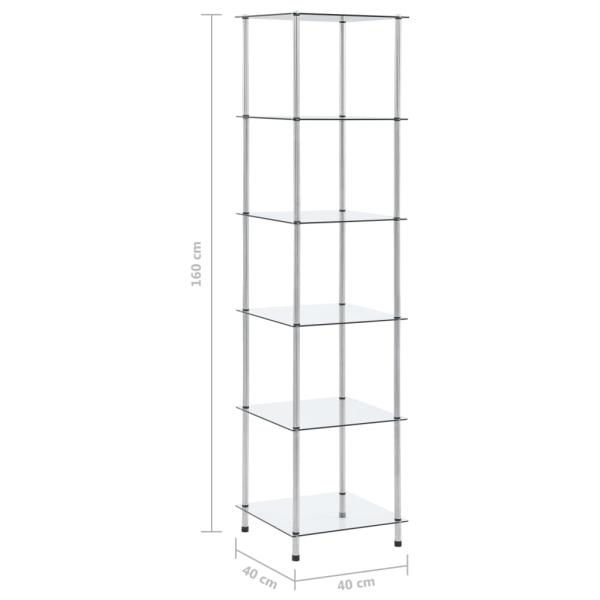 Regal mit 6 Ablagen Transparent 40x40x160 cm Hartglas