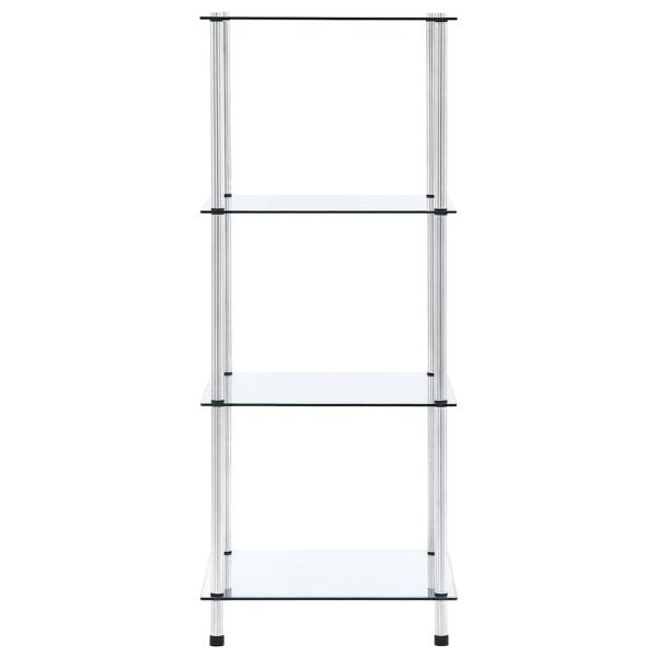 Regal mit 4 Ablagen Transparent 40x40x100 cm Hartglas