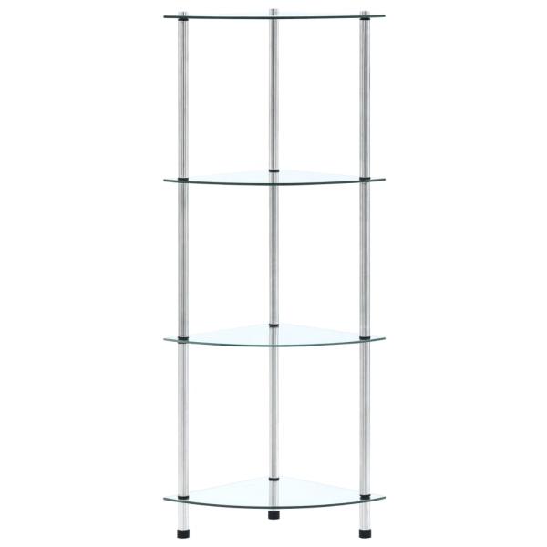 Regal mit 4 Ablagen Transparent 30x30x100 cm Hartglas