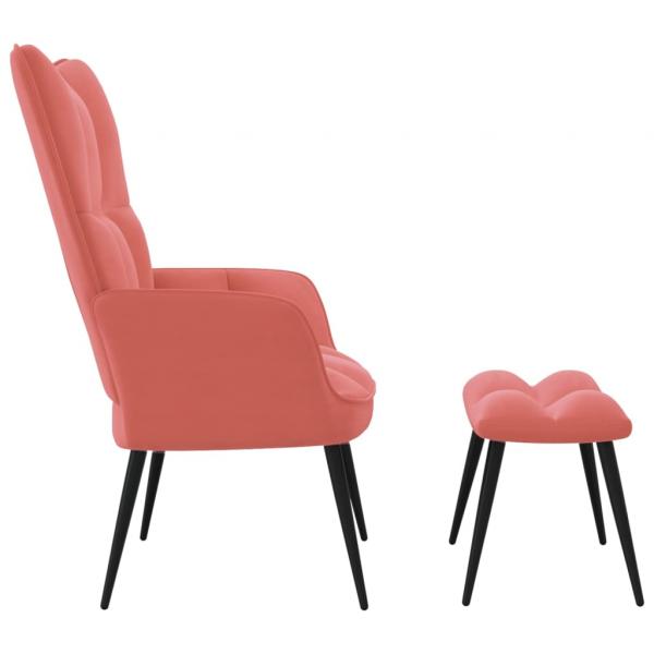 Relaxsessel mit Hocker Rosa Samt