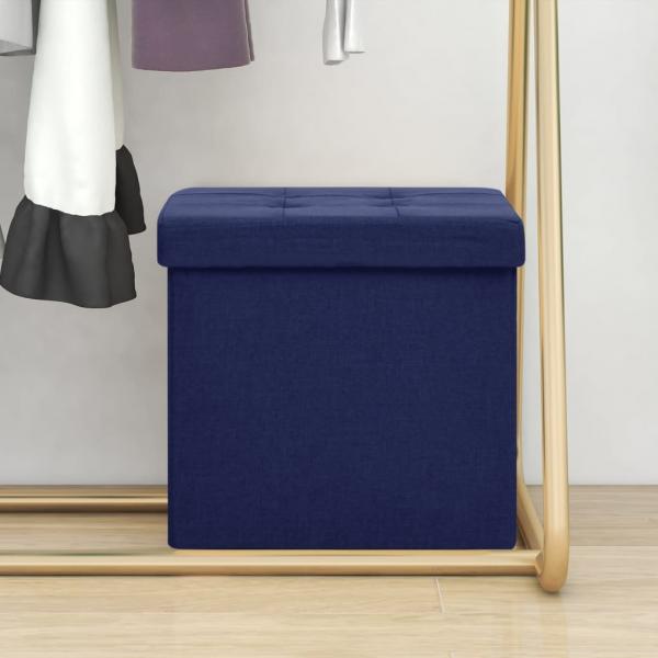 ARDEBO.de - Hocker mit Stauraum Blau Leinenoptik